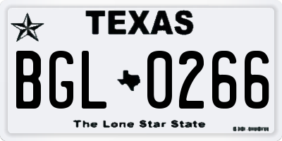 TX license plate BGL0266