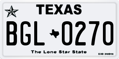 TX license plate BGL0270
