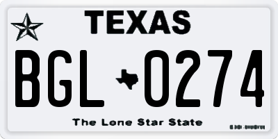 TX license plate BGL0274