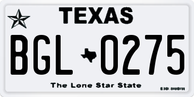 TX license plate BGL0275
