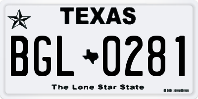 TX license plate BGL0281