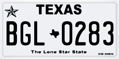 TX license plate BGL0283