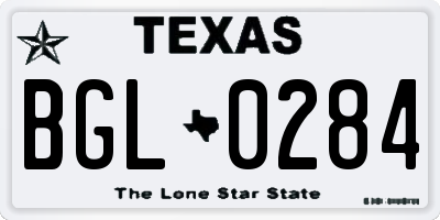 TX license plate BGL0284