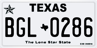 TX license plate BGL0286
