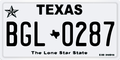 TX license plate BGL0287