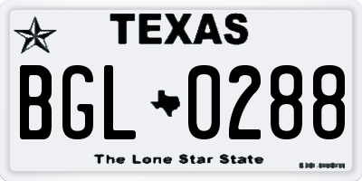 TX license plate BGL0288