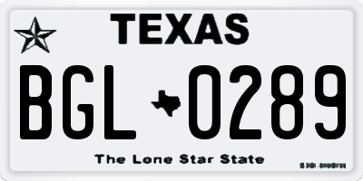 TX license plate BGL0289