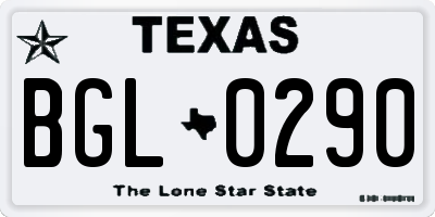 TX license plate BGL0290