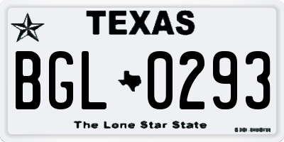 TX license plate BGL0293