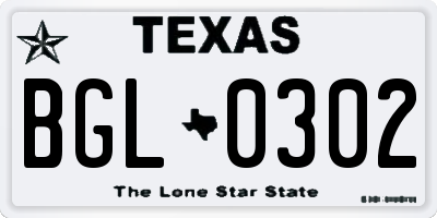 TX license plate BGL0302