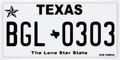 TX license plate BGL0303
