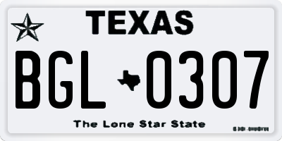 TX license plate BGL0307