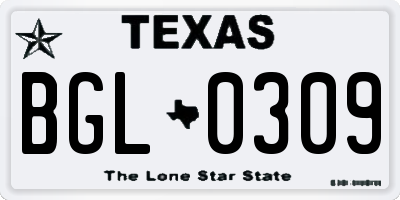 TX license plate BGL0309