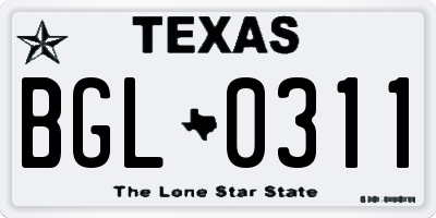 TX license plate BGL0311