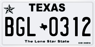 TX license plate BGL0312
