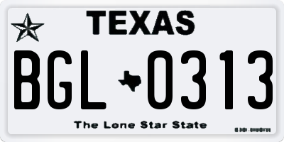 TX license plate BGL0313