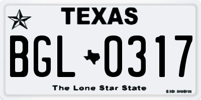 TX license plate BGL0317
