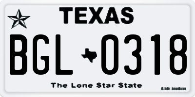TX license plate BGL0318