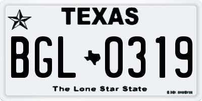 TX license plate BGL0319