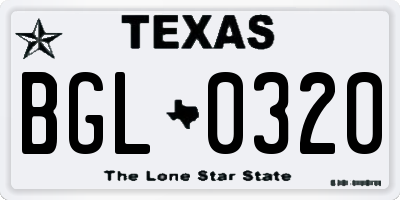 TX license plate BGL0320