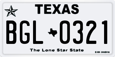 TX license plate BGL0321