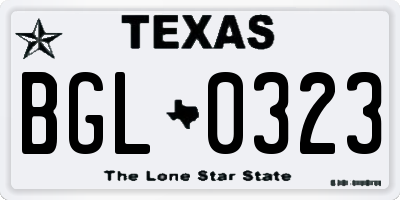 TX license plate BGL0323