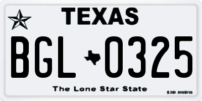 TX license plate BGL0325