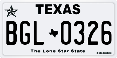 TX license plate BGL0326