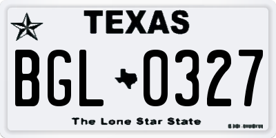 TX license plate BGL0327