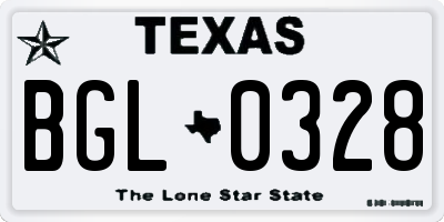 TX license plate BGL0328
