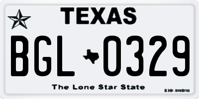TX license plate BGL0329