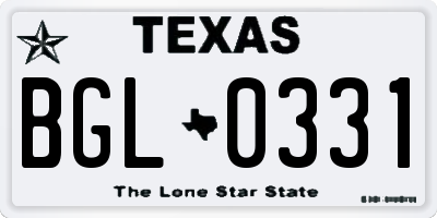 TX license plate BGL0331