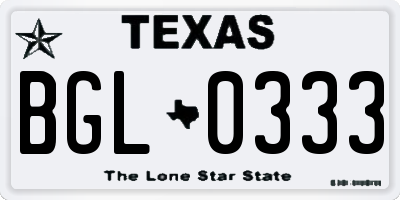 TX license plate BGL0333
