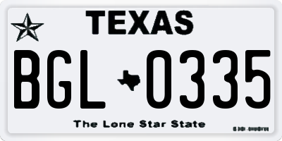 TX license plate BGL0335
