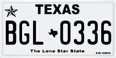 TX license plate BGL0336