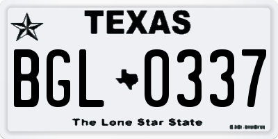TX license plate BGL0337