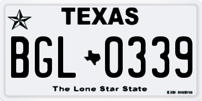 TX license plate BGL0339