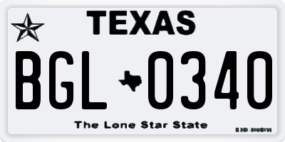 TX license plate BGL0340