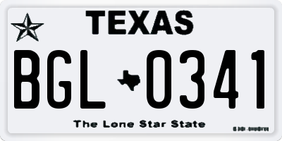 TX license plate BGL0341