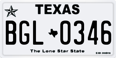 TX license plate BGL0346