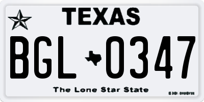 TX license plate BGL0347