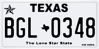 TX license plate BGL0348