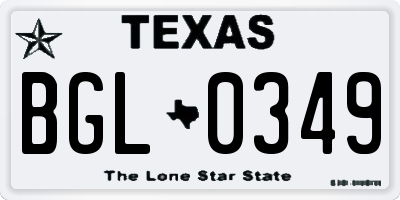 TX license plate BGL0349