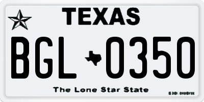 TX license plate BGL0350