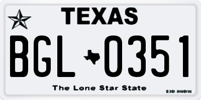 TX license plate BGL0351