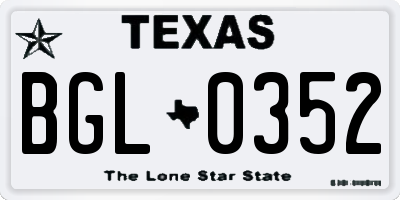 TX license plate BGL0352