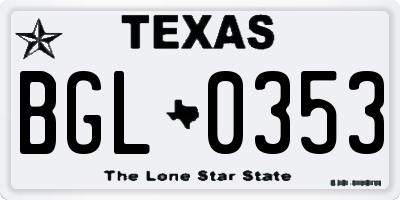 TX license plate BGL0353