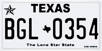 TX license plate BGL0354
