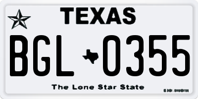 TX license plate BGL0355