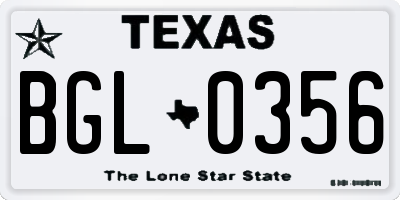 TX license plate BGL0356